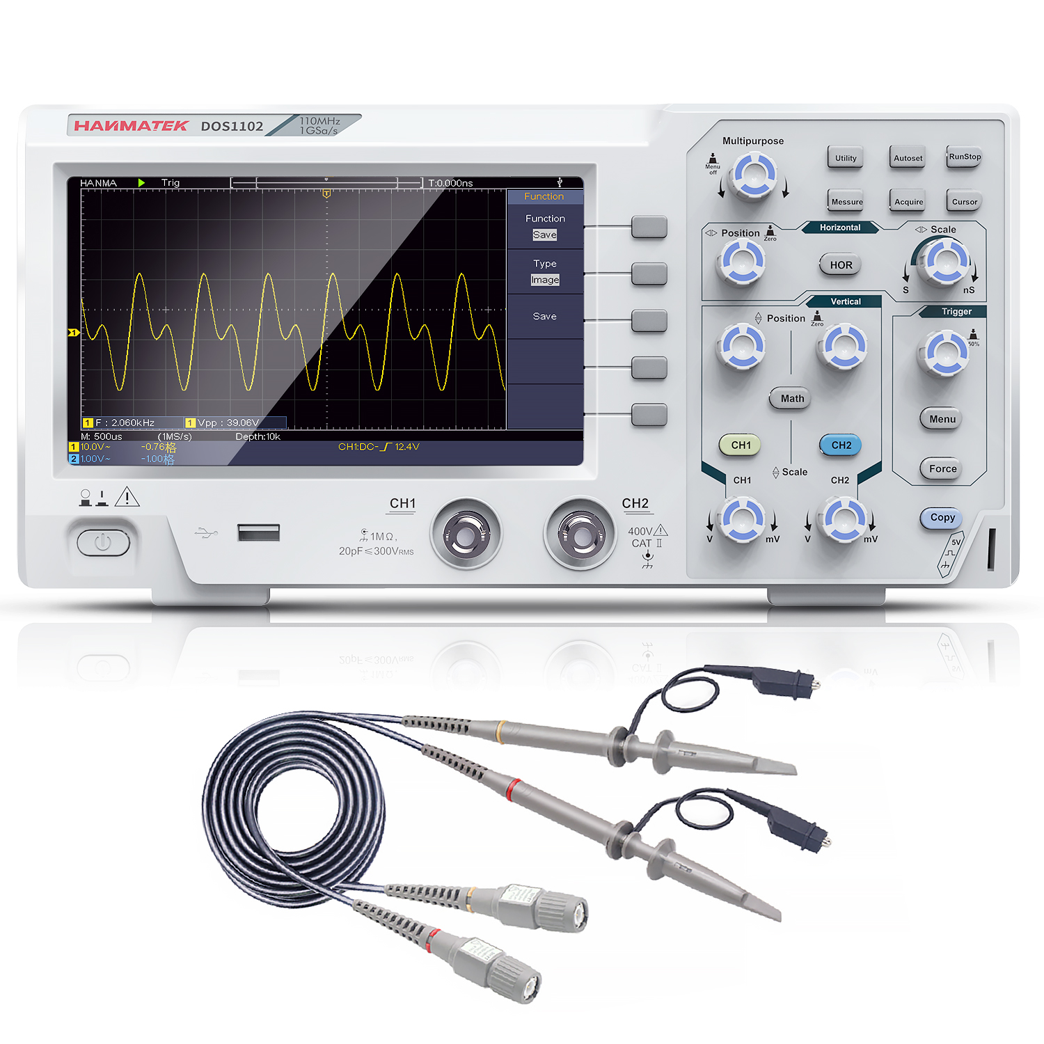 Digital Storage Oscilloscope with 2 Channels 110mhz DOS1102