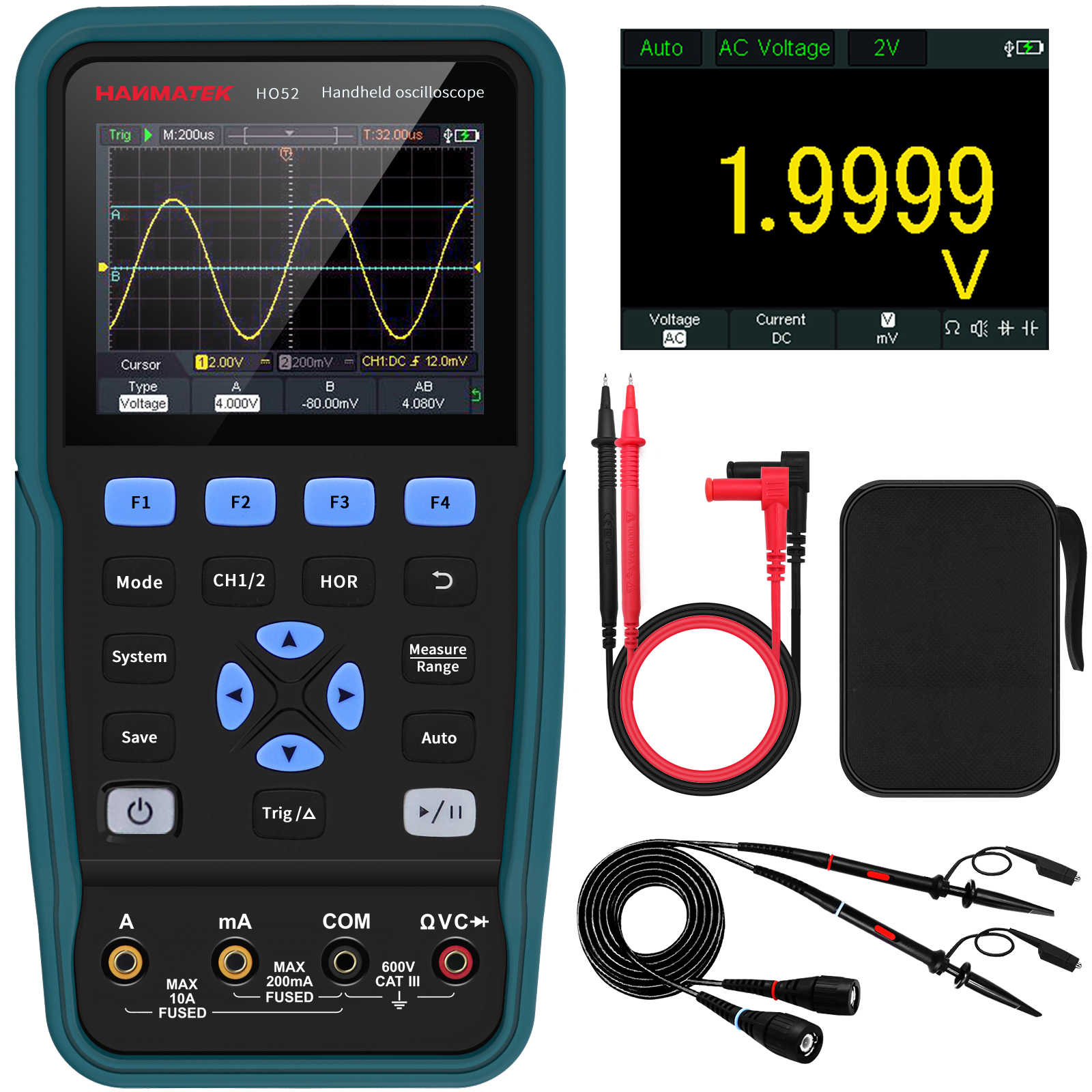 50M Dual Channel Handheld Digital Storage Oscilloscope HO52